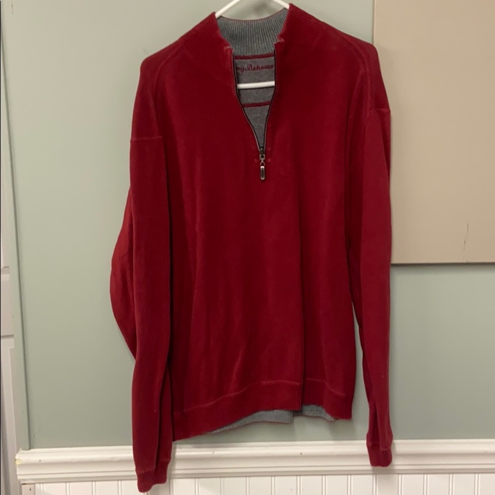 Large Tommy Bahama half zip sweater good used cond